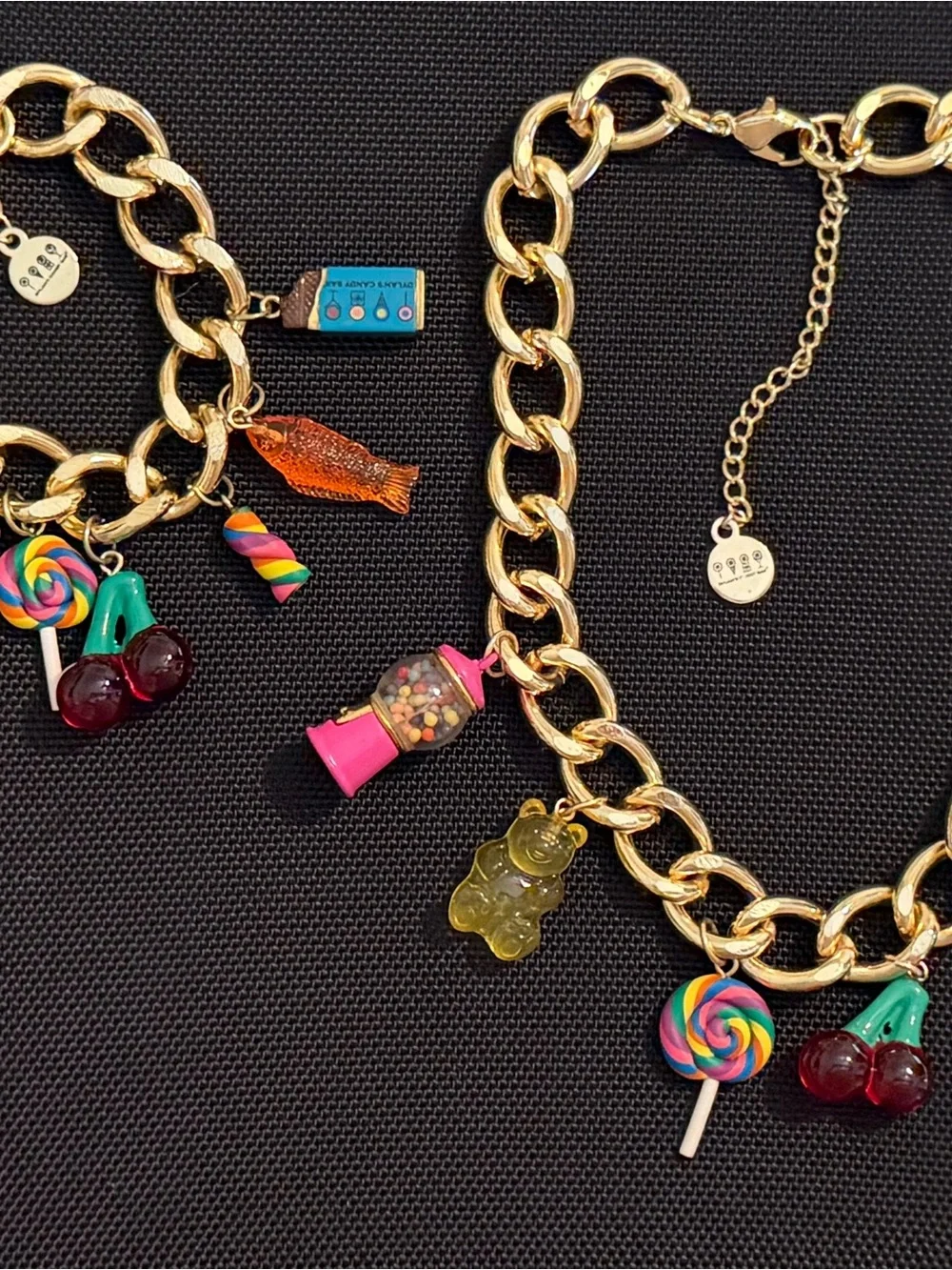 Gold Kids Charm Bracelet with Colorful Candy Charms